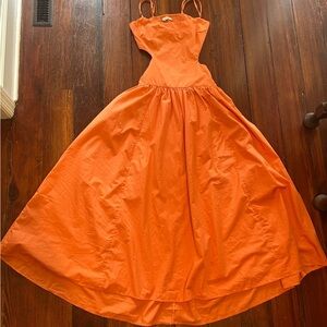 Abercrombie & Fitch Dipped Drop Waist Cutout Maxi Dress Orange Size small